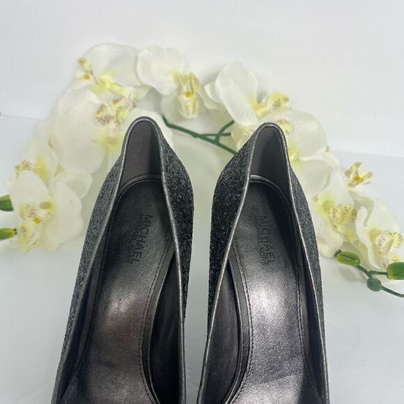 Michael By Michael Kors CLAIRE Pumps Womens Size 8 Gunmetal Glitter Fabric - Picture 5 of 12